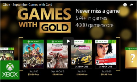 Games with Gold Sept 2016